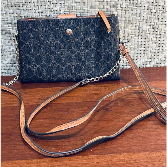 🌟HP🌟NWOT Brown/Tan Vegan Leather Chain Wristlet Crossbody Nanette Lepore - Picture 10 of 12